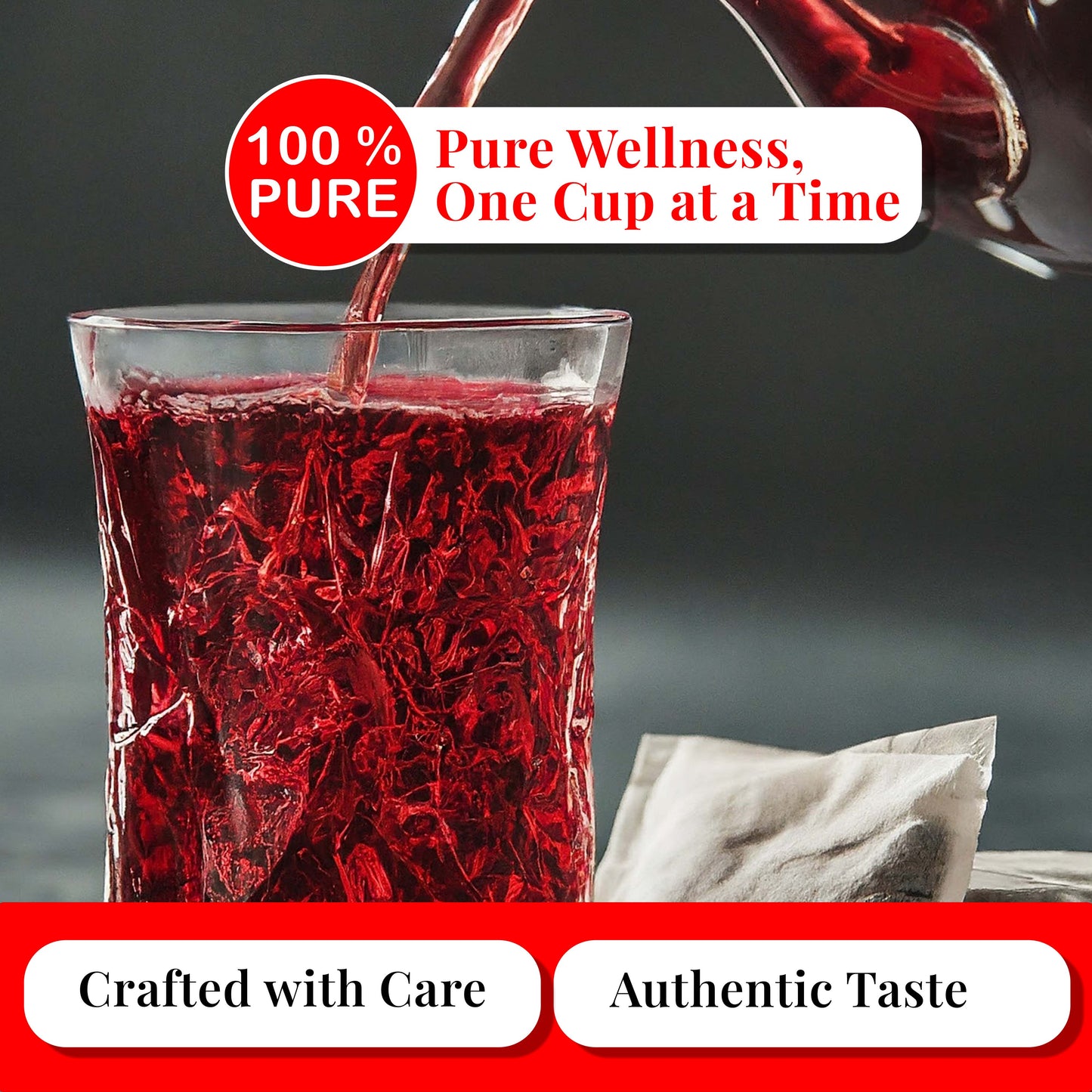 Akshit 50 Hibiscus Tea Bags, Pure Hibiscus Tea, Te De Hibisco from 100% Dried Hibiscus Flowers, Caffeine Free, Sugar Free, Stress Relieving & Energy Tea