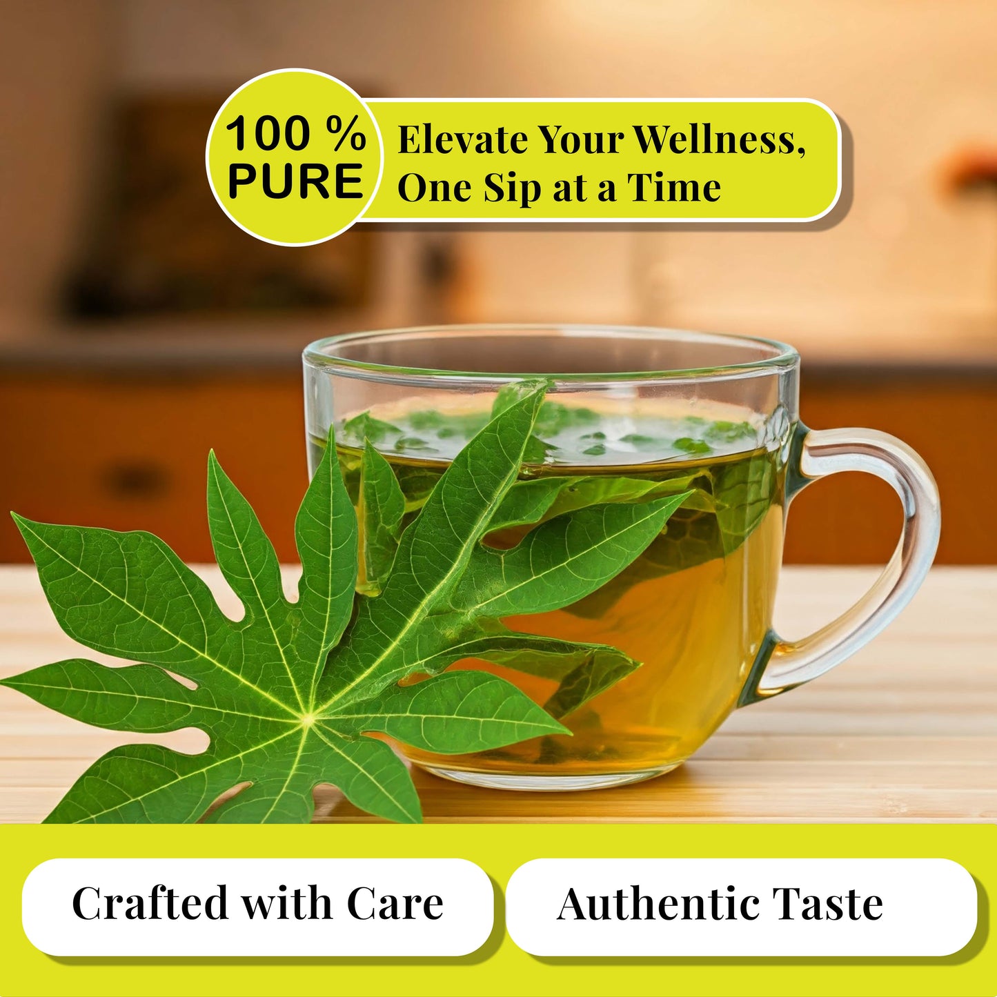 Akshit 75 Papaya Leaf Tea Bags (Té de hojas de papaya )– Caffeine-Free Herbal Support for Immunity & Digestion, Stress Relieving & Energy Tea.