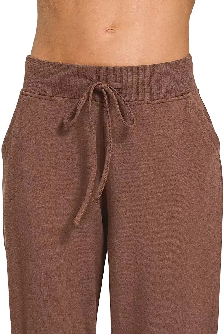 Zenana Drawstring Cotton Joggers with Pockets