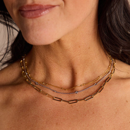 Gold Double Layer Saturn Chain Necklace