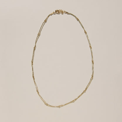 Gold Double Layer Saturn Chain Necklace