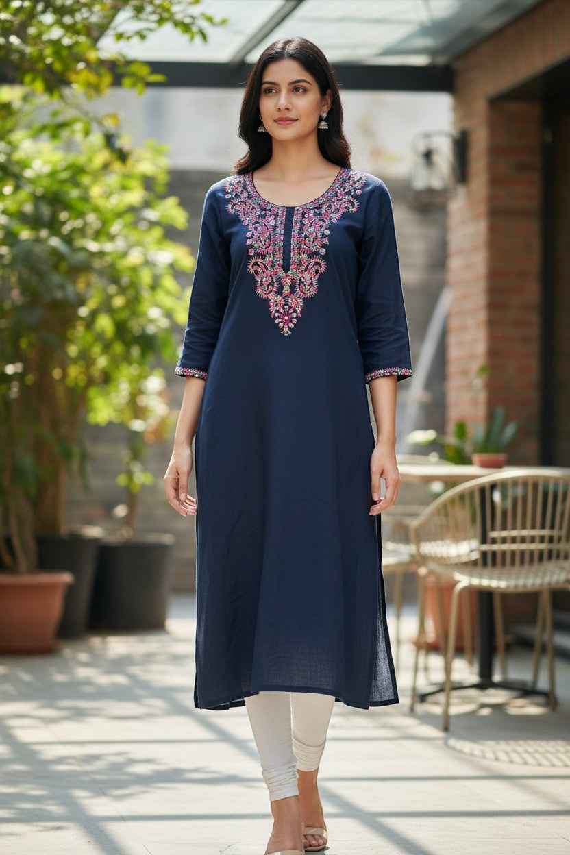 Dark blue Rayon kurti