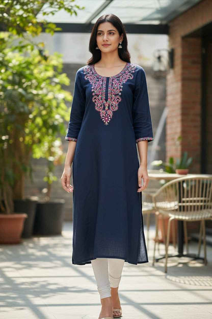 Dark blue Rayon kurti