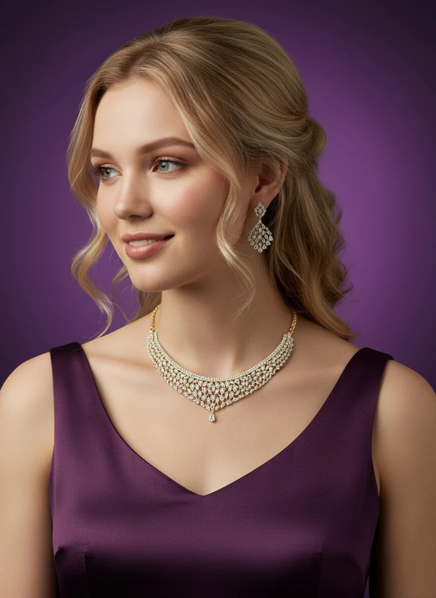 Indian Wedding Jewelry Set With Necklace And Earrings