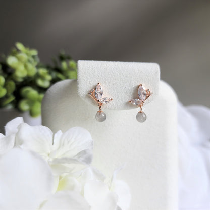 Moon Stone Shine Butterfly Stud Earrings