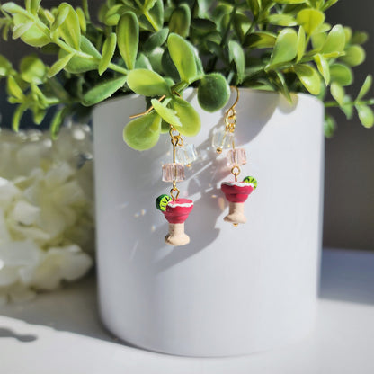 Strawberry Margarita With Ice Earrings | Fun Drink Food Earrings