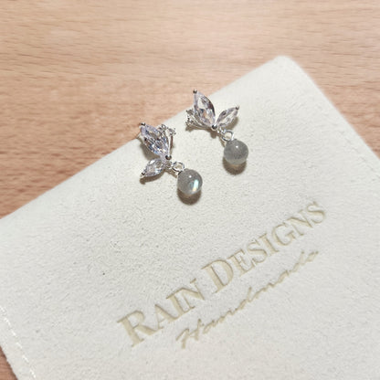 Moon Stone Shine Butterfly Stud Earrings