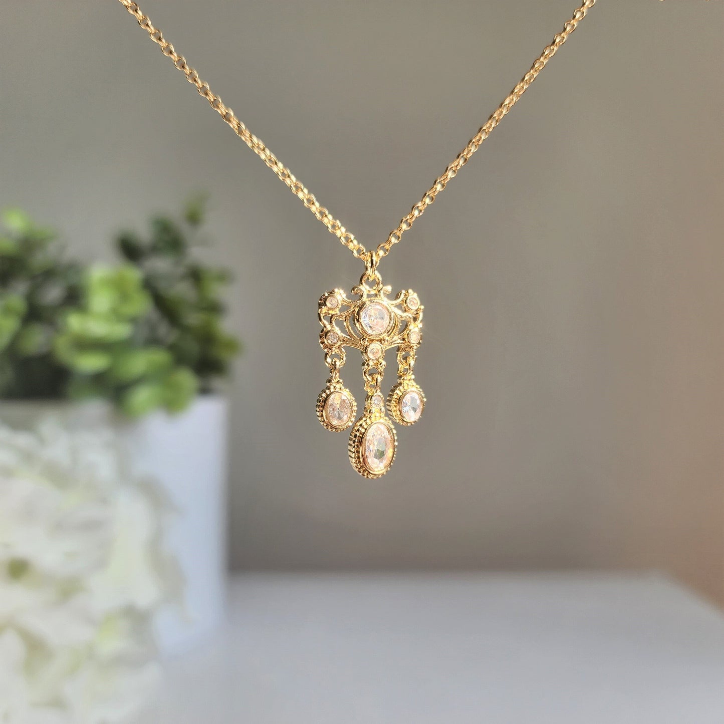 Cinderella inspired Chandelier Pendent Necklace | Fairytale Necklace