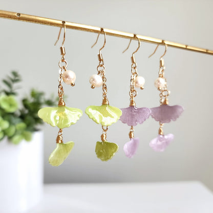 Sprinkle Ginkgo Leaf Earrings