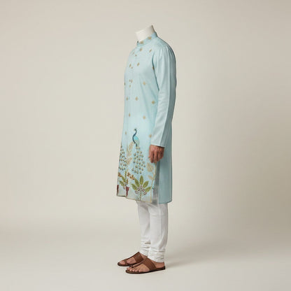 Embroidered Peacock Kurta With Pants
