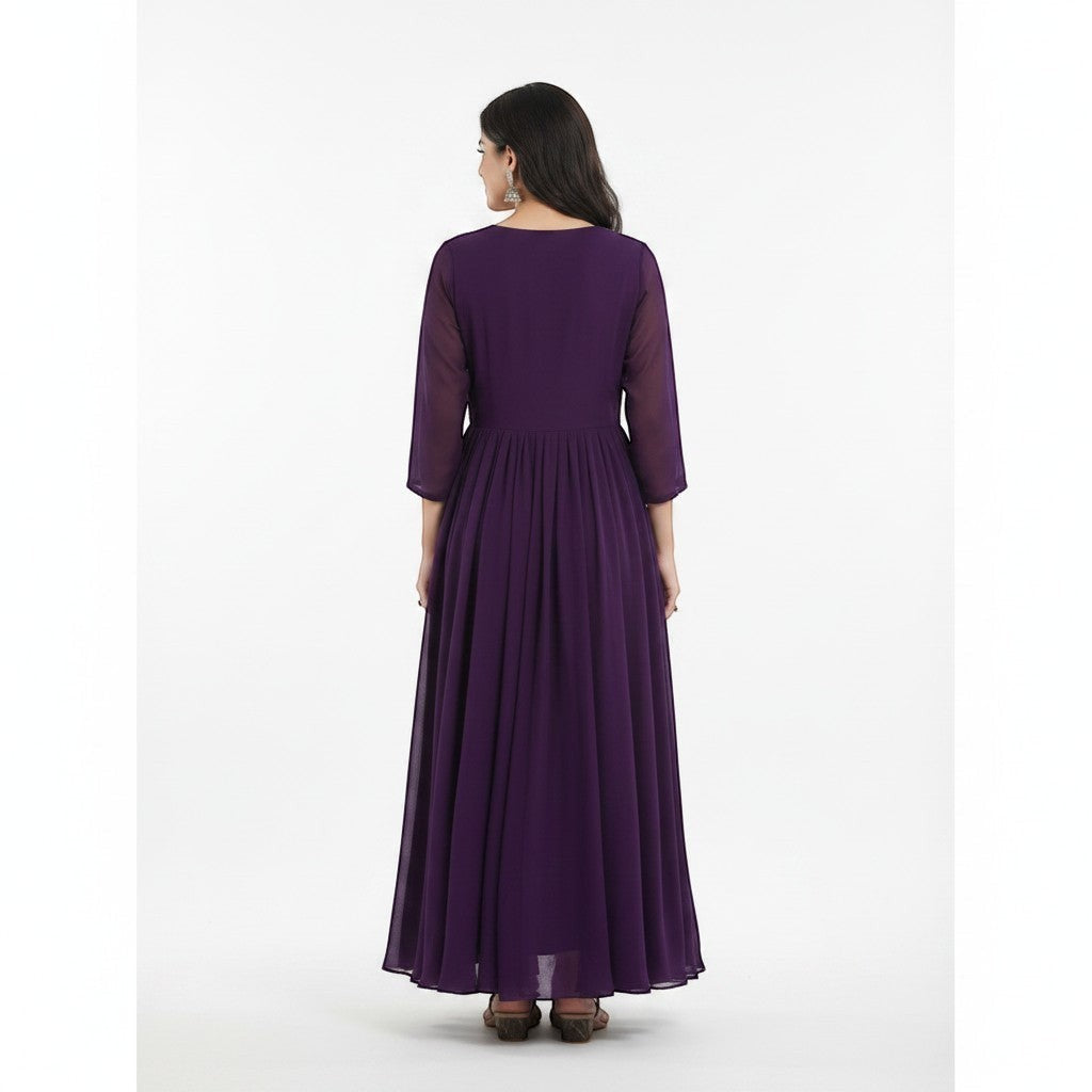 Embroidered Peacock Anarkali Gown