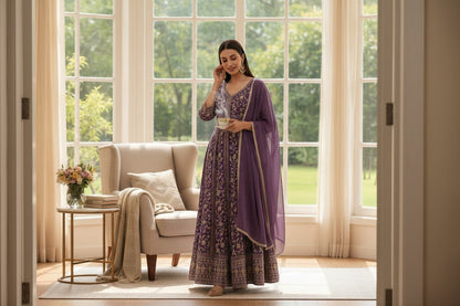 Embroidered Anarkali Suit With Dupatta