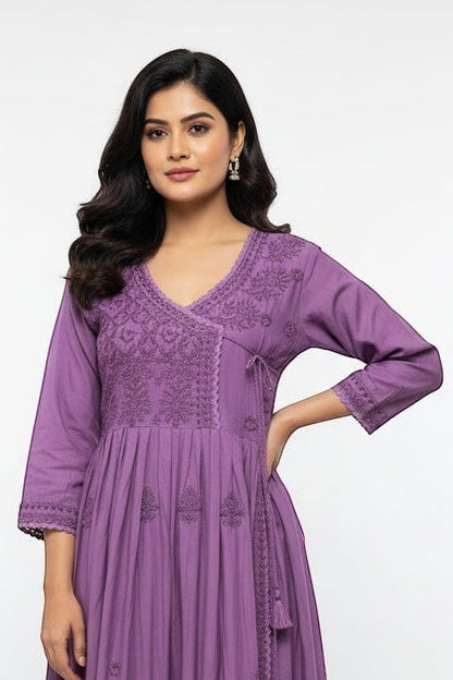 Embroidered Wrap Style Maxi Dress