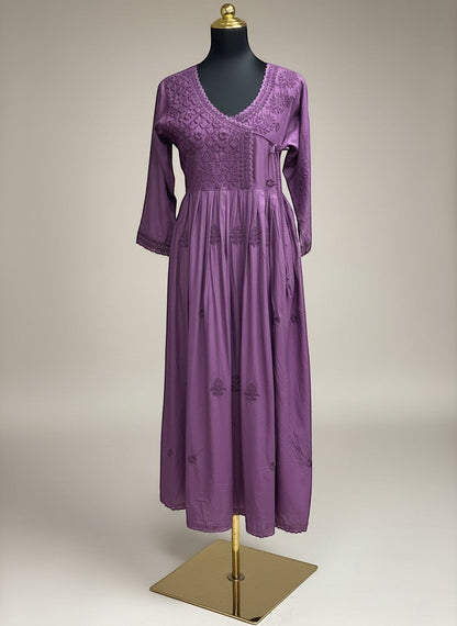 Embroidered Wrap Style Maxi Dress