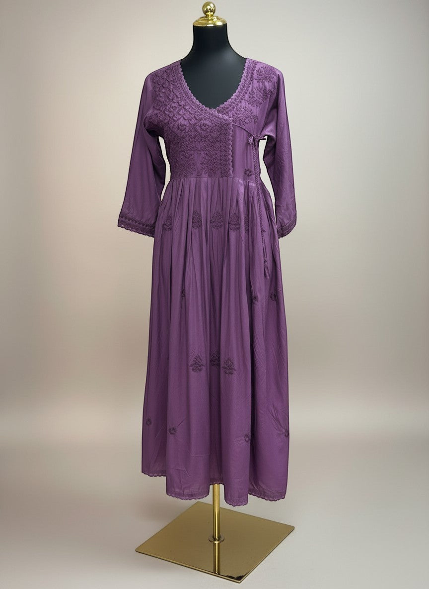 Embroidered Wrap Style Maxi Dress