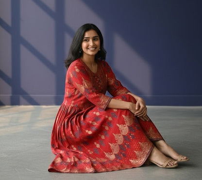 Elegant Printed Anarkali Kurti