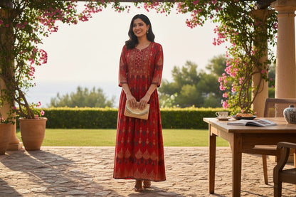 Elegant Printed Anarkali Kurti