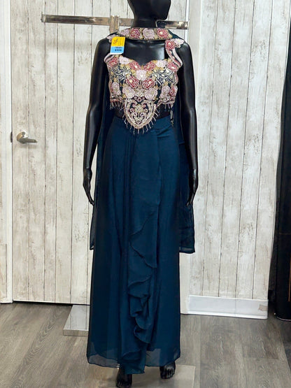 Embellished Crop Top and Skirt Set