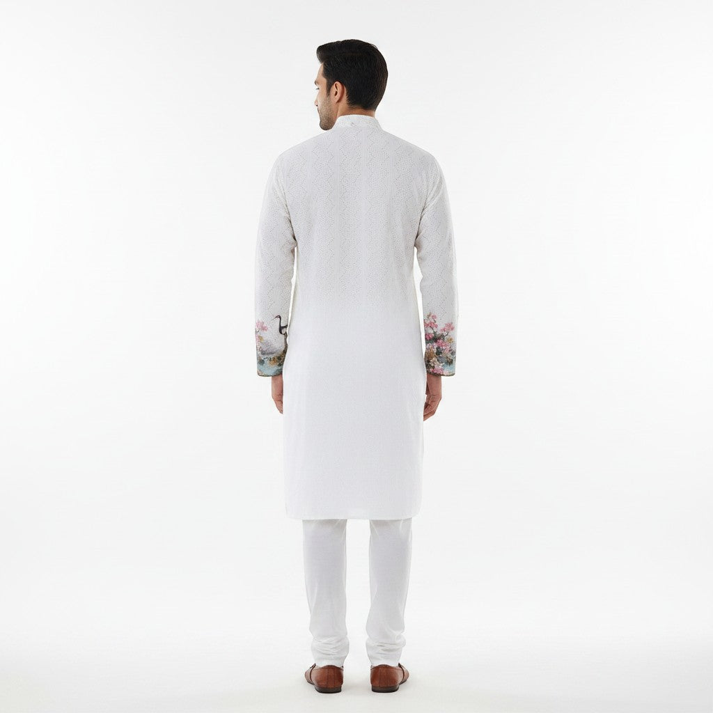 Embroidered Kurta With Printed Accents