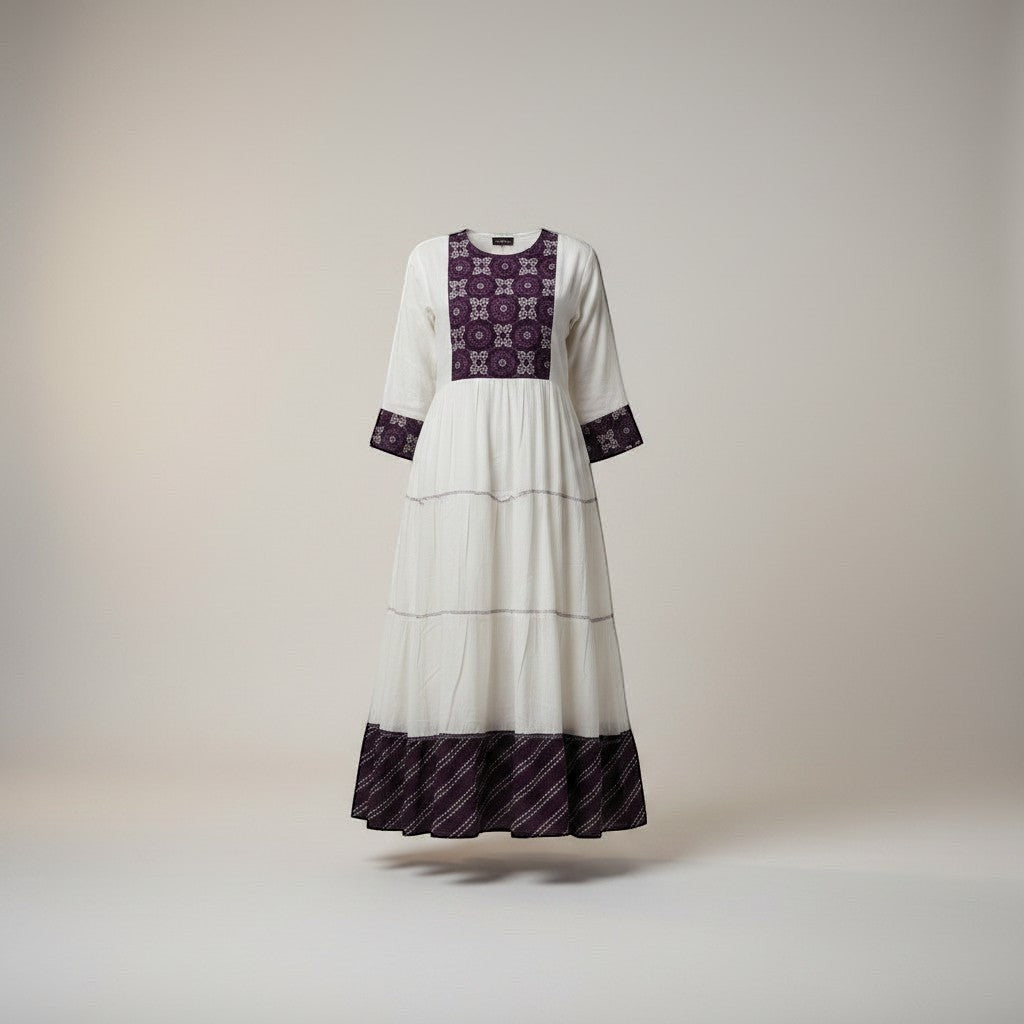 Tiered Maxi Dress With Embroidered Yoke