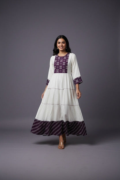 Tiered Maxi Dress With Embroidered Yoke