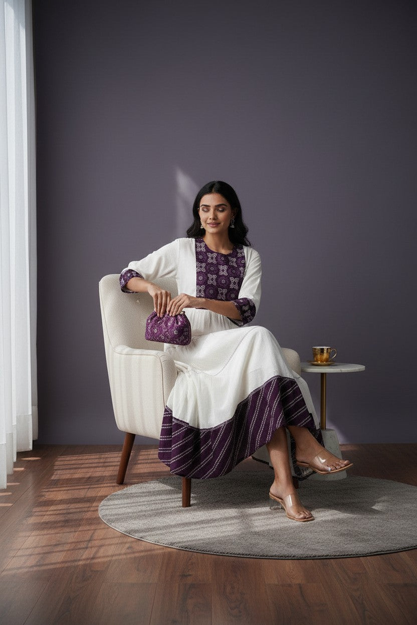 Tiered Maxi Dress With Embroidered Yoke