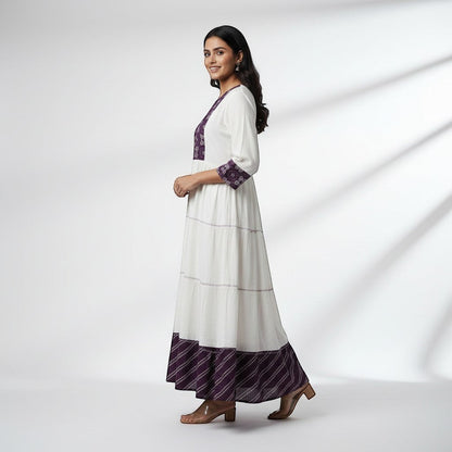 Tiered Maxi Dress With Embroidered Yoke