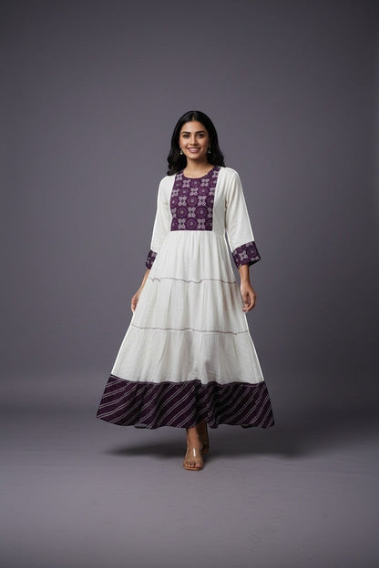 Tiered Maxi Dress With Embroidered Yoke