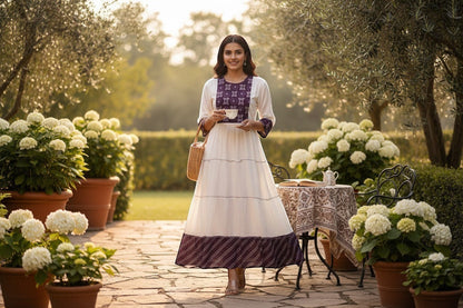 Tiered Maxi Dress With Embroidered Yoke