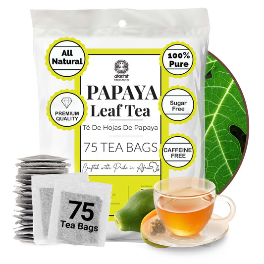 Akshit 75 Papaya Leaf Tea Bags (Té de hojas de papaya )– Caffeine-Free Herbal Support for Immunity & Digestion, Stress Relieving & Energy Tea.