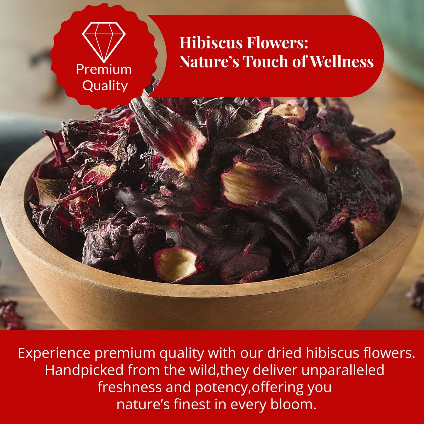 Akshit Hibiscus Flowers 5 oz  Herbal Tea | Flor de Jamaica tea | Dried Hibiscus | Loose Leaf Tea | Caffeine-Free | Vegan Friendly | Fleurs d'hibiscus bio Akshit