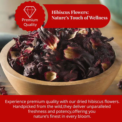 Akshit Hibiscus Flowers 5 oz  Herbal Tea | Flor de Jamaica tea | Dried Hibiscus | Loose Leaf Tea | Caffeine-Free | Vegan Friendly | Fleurs d'hibiscus bio Akshit