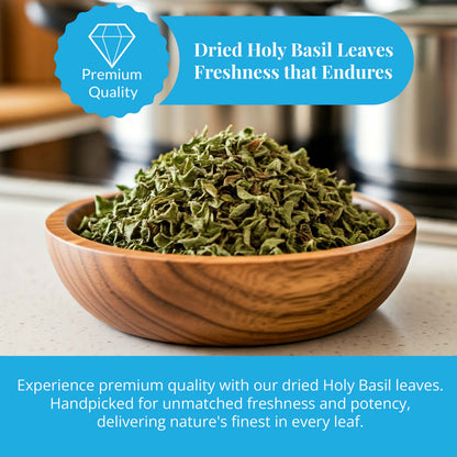Akshit Holy Basil Leaves, Naturally Dried Leaves, 100% Pure Holy Basil (Tulsi) Tea , No Caffeine, No Additives, Vegan - 2.6oz