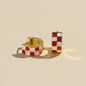 Red & White Checkered Enamel Huggies