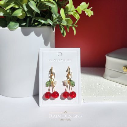 Cherry Earrings | Fruit Dangle Earrings