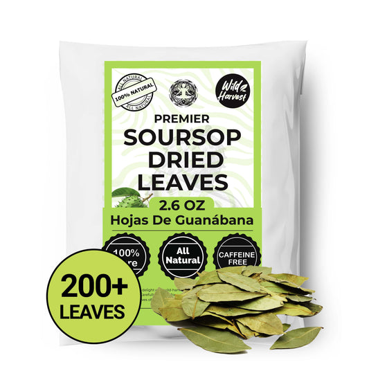 200+ Whole Dried Soursop Leaves – 2.6 oz , 100% Natural Soursop Tea (Graviola Leaves), Caffeine-Free Herbal Tea (Hoja Guanabana)