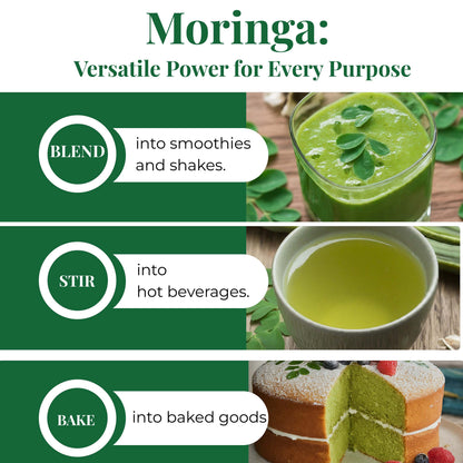 Akshit Moringa (Oleifera) Tea Leaves – Herbal Tea, 100% Natural Moringa Leaves, Boosts Energy & Immunity - 2.6 oz
